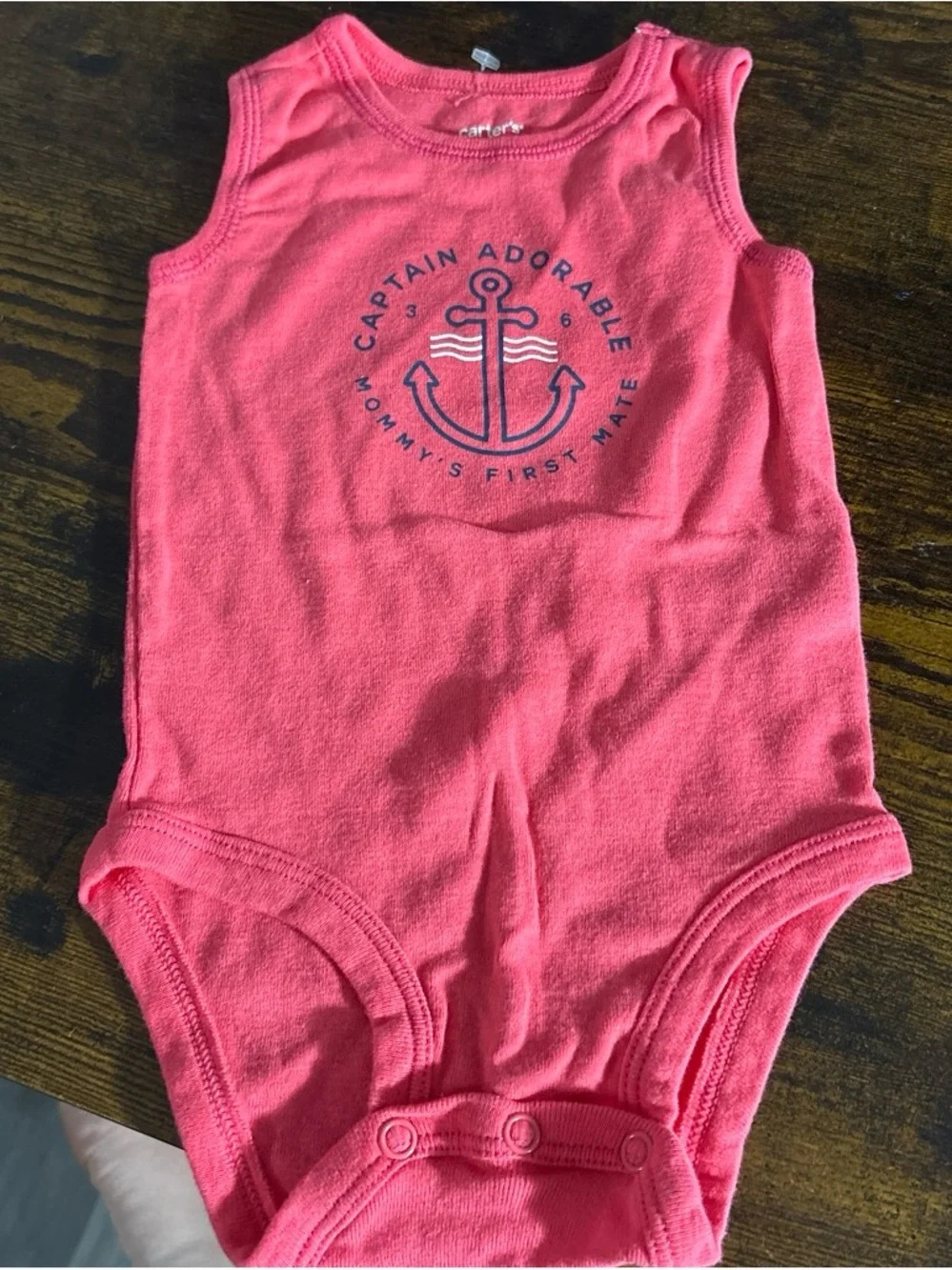 Coral Anchor Sleeveless Baby Onesie - Captain Adorable